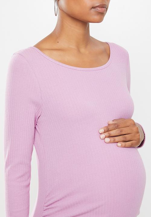 Cotton On - Maternity lettuce edge long sleeve dress - mauve