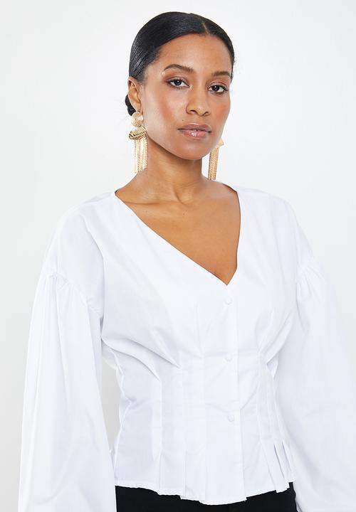 Missguided - Petite cinched waist top - white