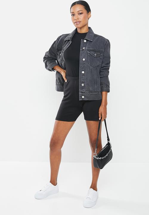 Missguided - Petite oversized denim jacket - black