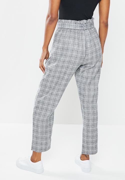 Missguided - Petite paperbag waist trousers - grey