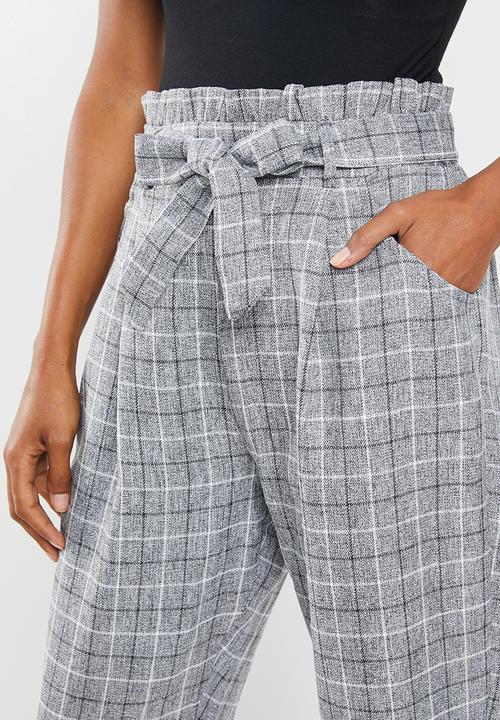 Missguided - Petite paperbag waist trousers - grey