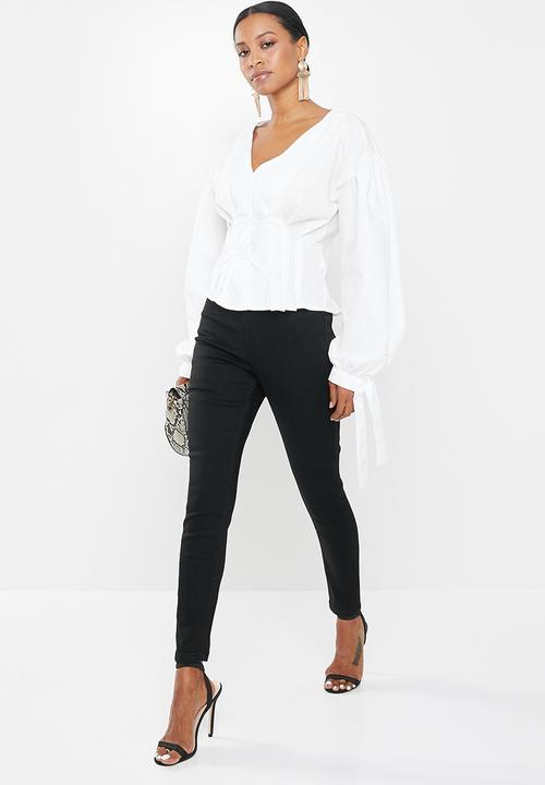 Missguided - Vice skinny high waisted jeans - black