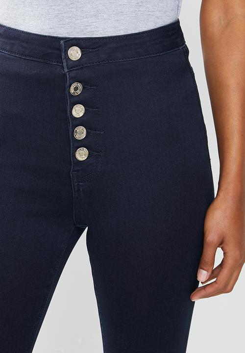 Missguided - Petite vice button up skinny jean - blue