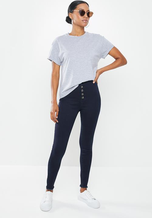 Missguided - Petite vice button up skinny jean - blue