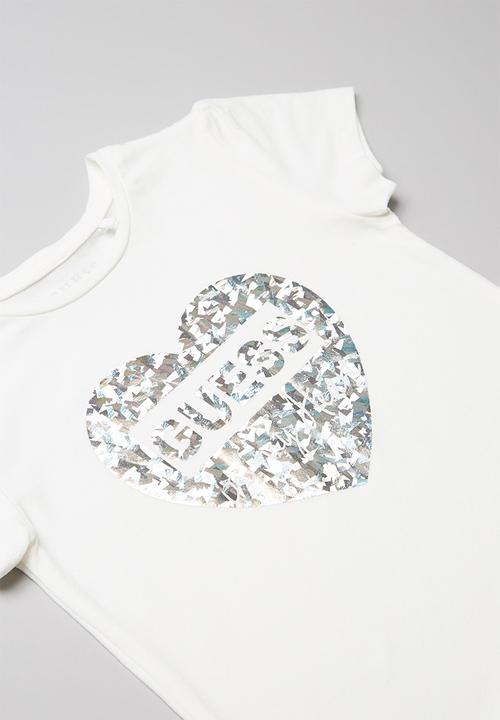 GUESS - Girls peyton hem frill tee - white