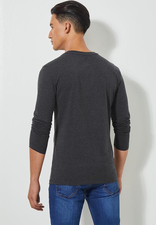 Superbalist - Brando long sleeve crew neck tee - charcoal 