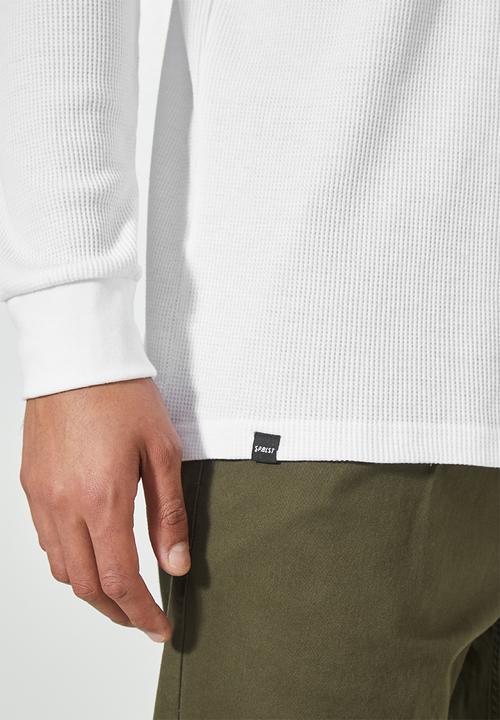 Superbalist - Texas long sleeve textured henley tee - white