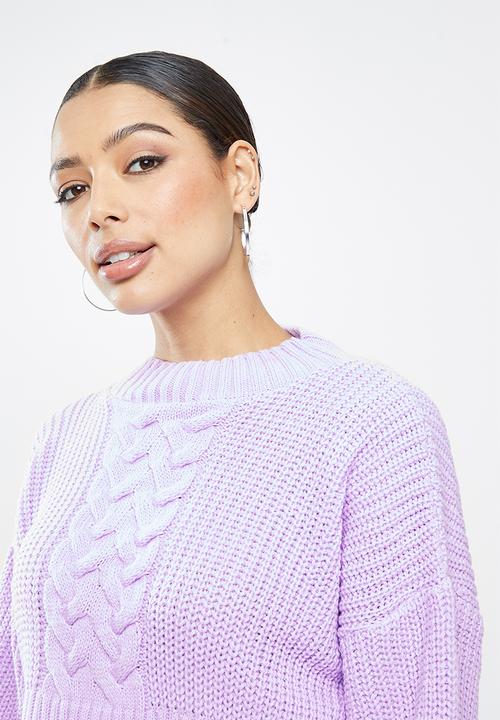 Missguided - Cropped cable knit jumper - lilac