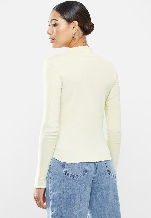 Missguided - Corset cut asymmetric long sleeve top - aqua