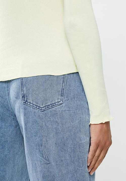 Missguided - Corset cut asymmetric long sleeve top - aqua