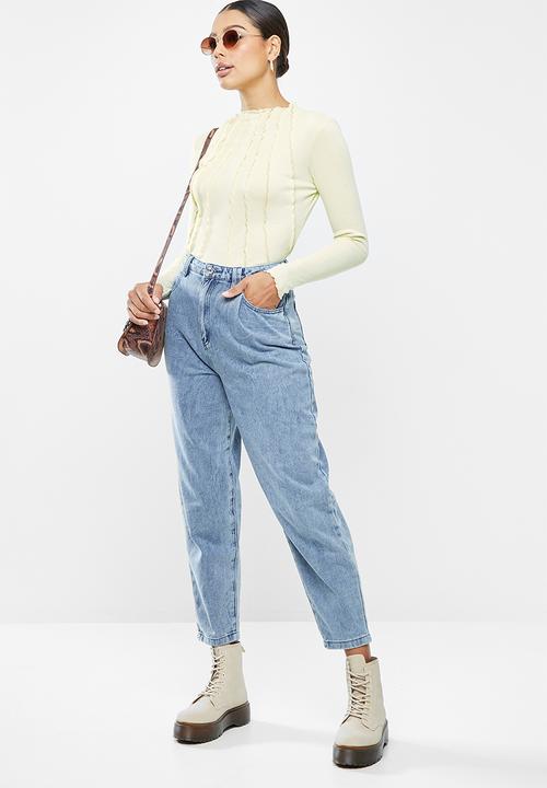 Missguided - Corset cut asymmetric long sleeve top - aqua