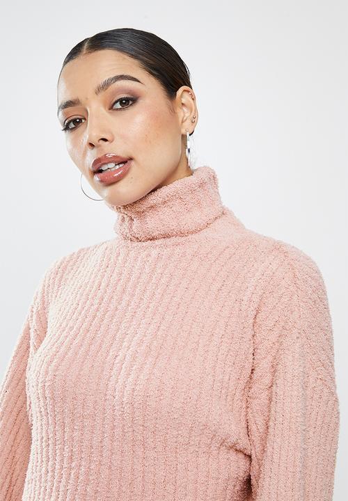 Missguided - Fluffy ribbed jumper co ord - blush