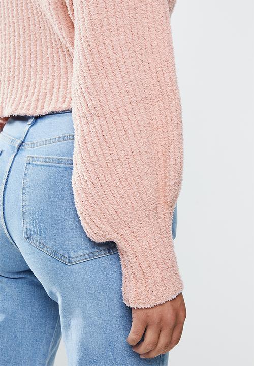 Missguided - Fluffy ribbed jumper co ord - blush