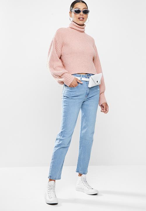 Missguided - Fluffy ribbed jumper co ord - blush