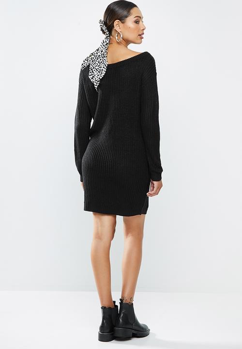 Missguided - Ayvan off shoulder jumper dress - black