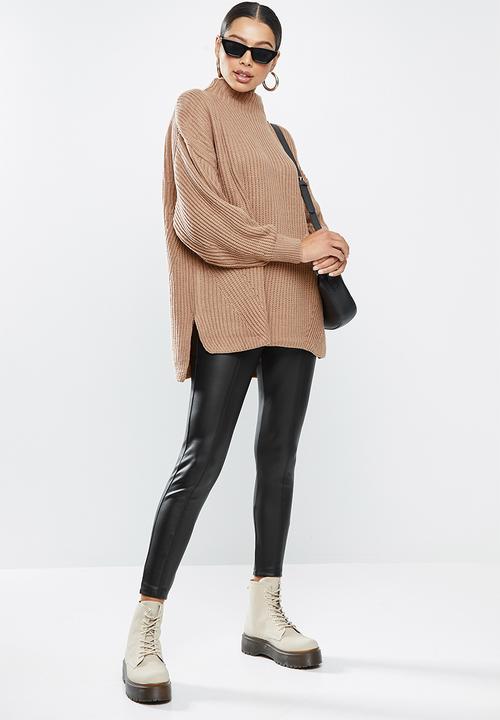 Missguided - Grown on neck longline jumper - brown 
