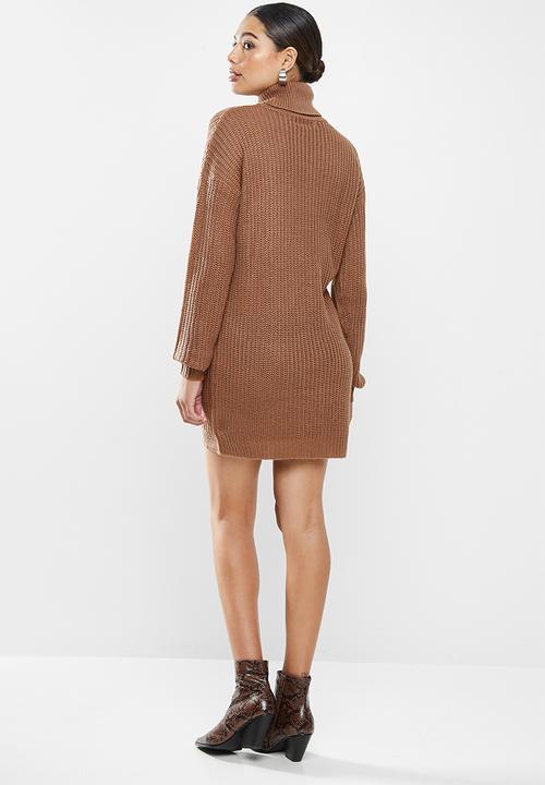 Missguided - Roll neck basic dress - mocha