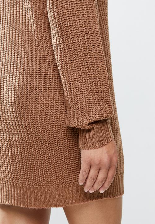 Missguided - Roll neck basic dress - mocha