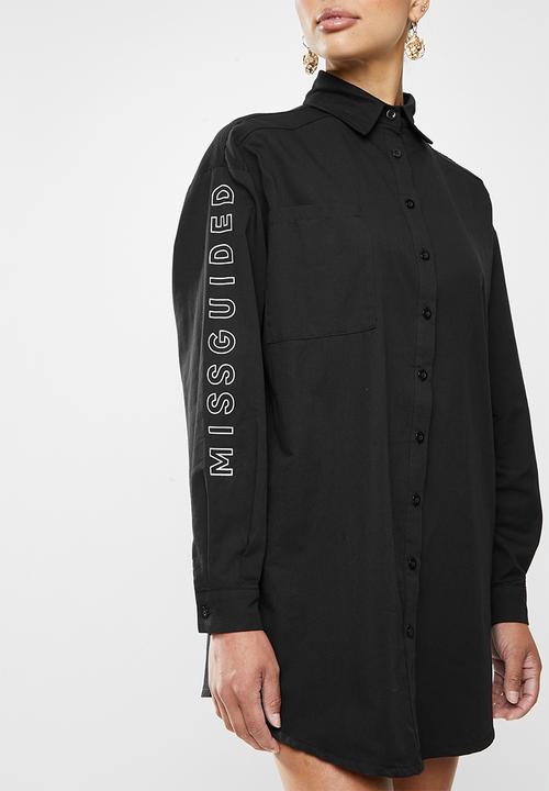 Missguided - Oversized shirt dress missguided - black