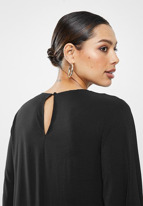 Missguided - Oversized midi smock dress long sleeve - black