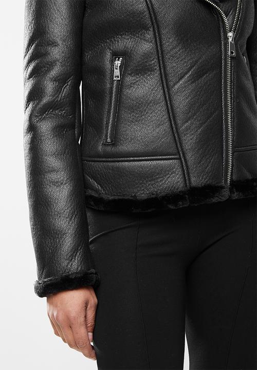 Missguided - Faux fur lined aviator - black