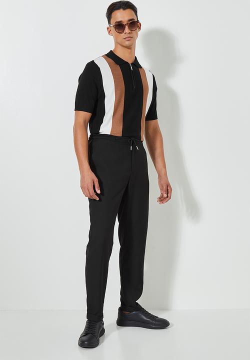 Superbalist - Deco elastic waistband tapered trousers - black