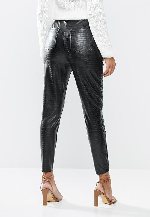 Missguided - Croc pu trouser - black