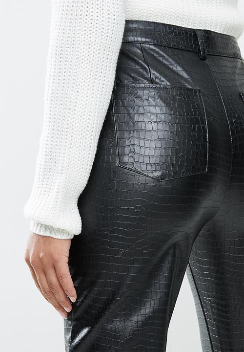 Missguided - Croc pu trouser - black