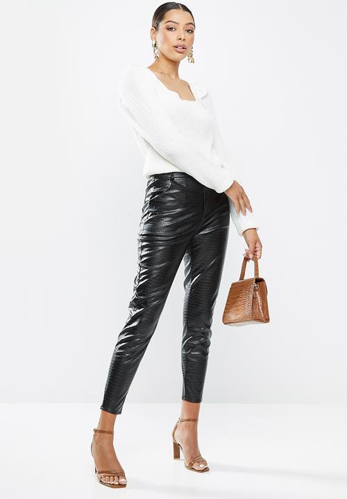 Missguided - Croc pu trouser - black