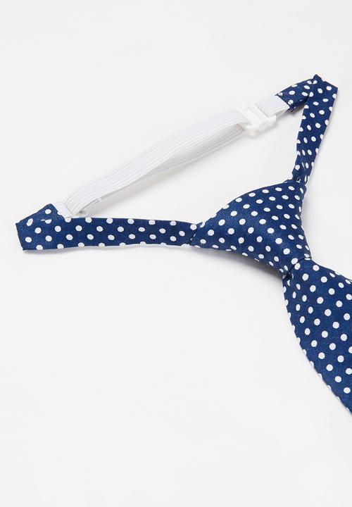 MINOTI - Spotty tie - navy & white 