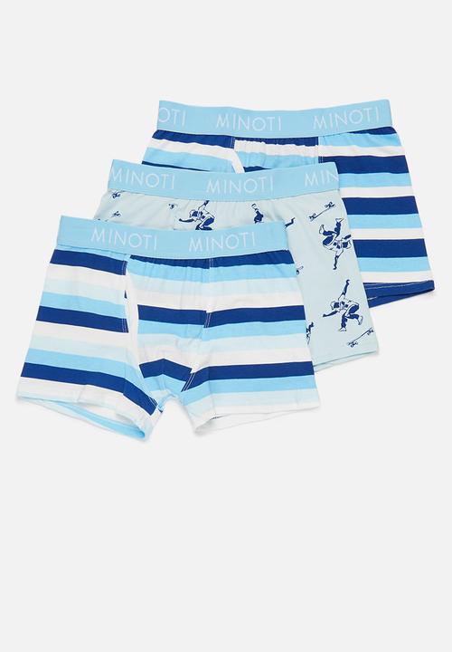 MINOTI - Boys 3pk skater boxers aop - blue & white 