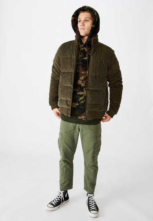 Cotton On - Cord puffer jacket - khaki