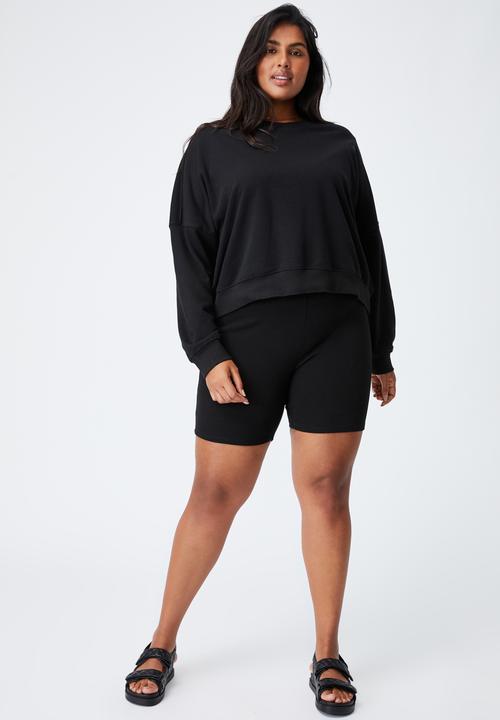 Cotton On - Curve harper crew crop pullover - black
