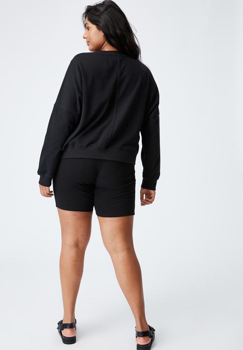 Cotton On - Curve harper crew crop pullover - black