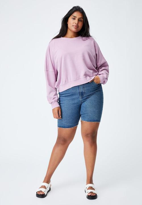 Cotton On - Curve harper crew crop pullover - purple 