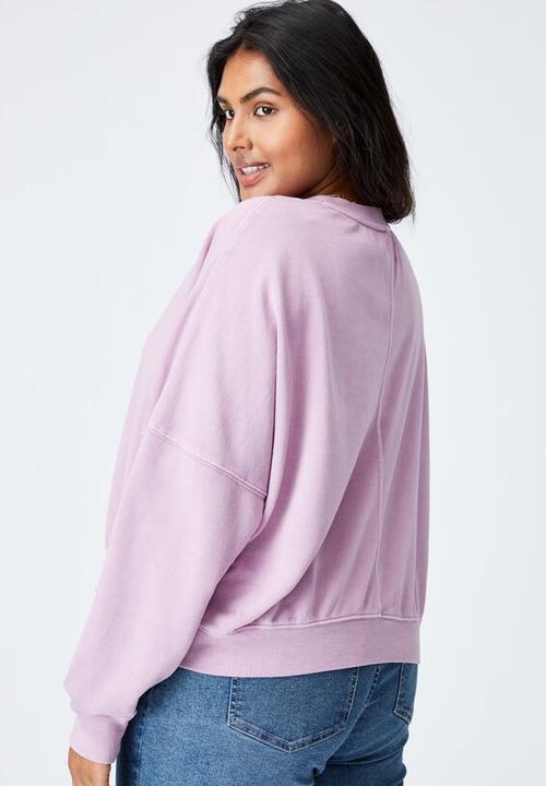 Cotton On - Curve harper crew crop pullover - purple 