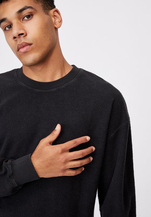 Factorie - Reverse fleece crew - washed black