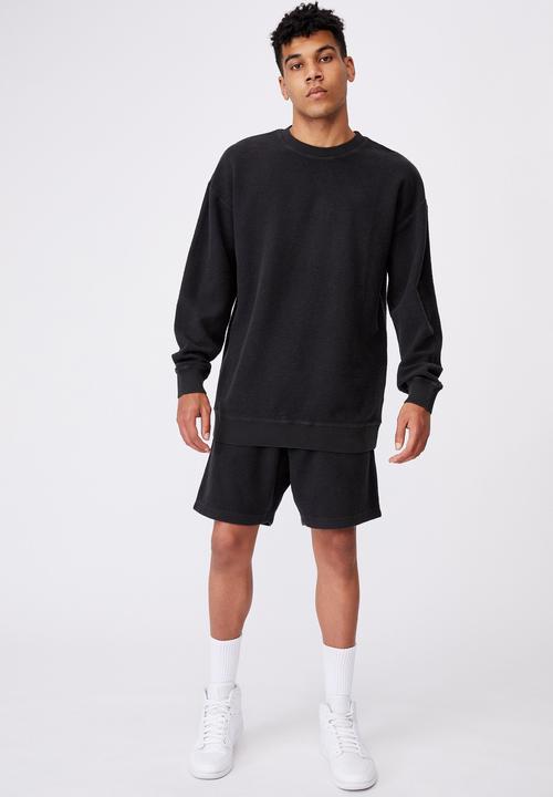 Factorie - Reverse fleece crew - washed black