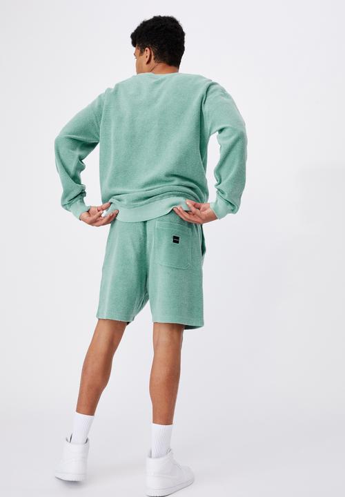 Factorie - Reverse fleece track short - mint