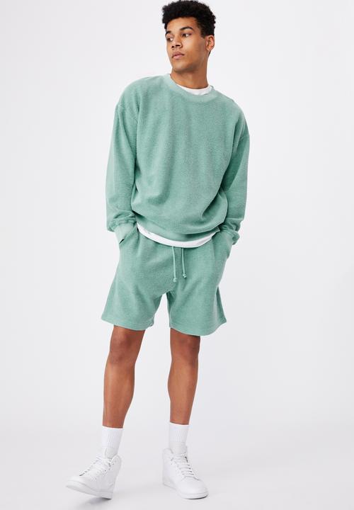 Factorie - Reverse fleece track short - mint