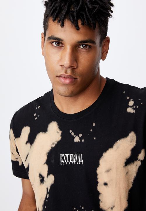 Factorie - Curved tie dye T-shirt - black & beige 