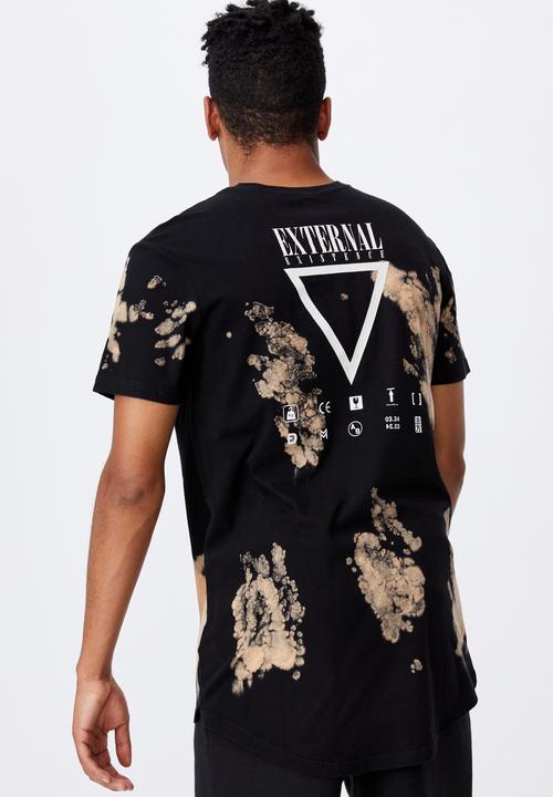 Factorie - Curved tie dye T-shirt - black & beige 