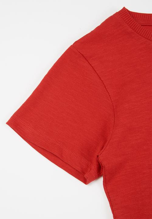 MINOTI - Boys red basic slub T-shirt - red