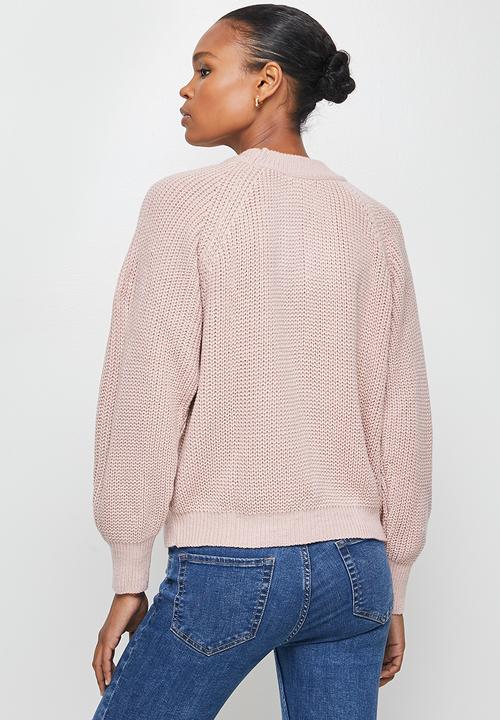edit - Ribbed raglan jumper - pink