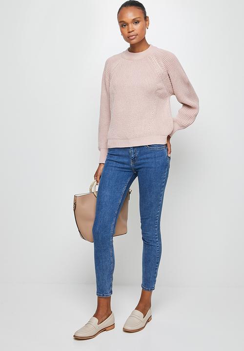 edit - Ribbed raglan jumper - pink