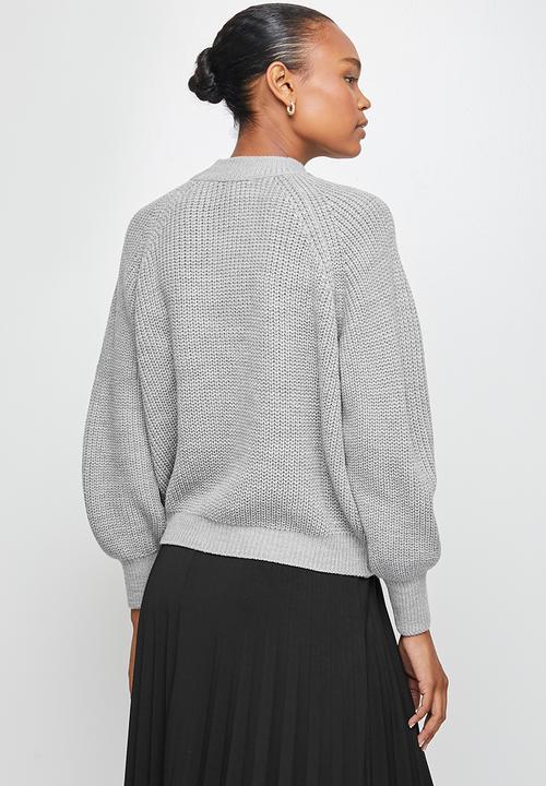 edit - Ribbed raglan jumper - grey melange