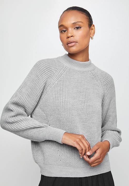 edit - Ribbed raglan jumper - grey melange