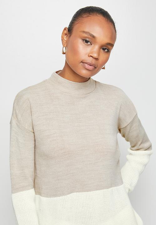 edit - Colourblock jumper - oatmeal milk