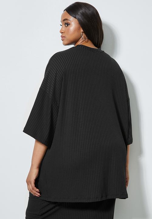 Superbalist - Ribbed boxy tee - black