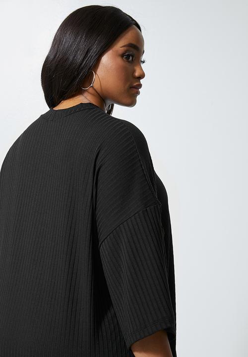 Superbalist - Ribbed boxy tee - black